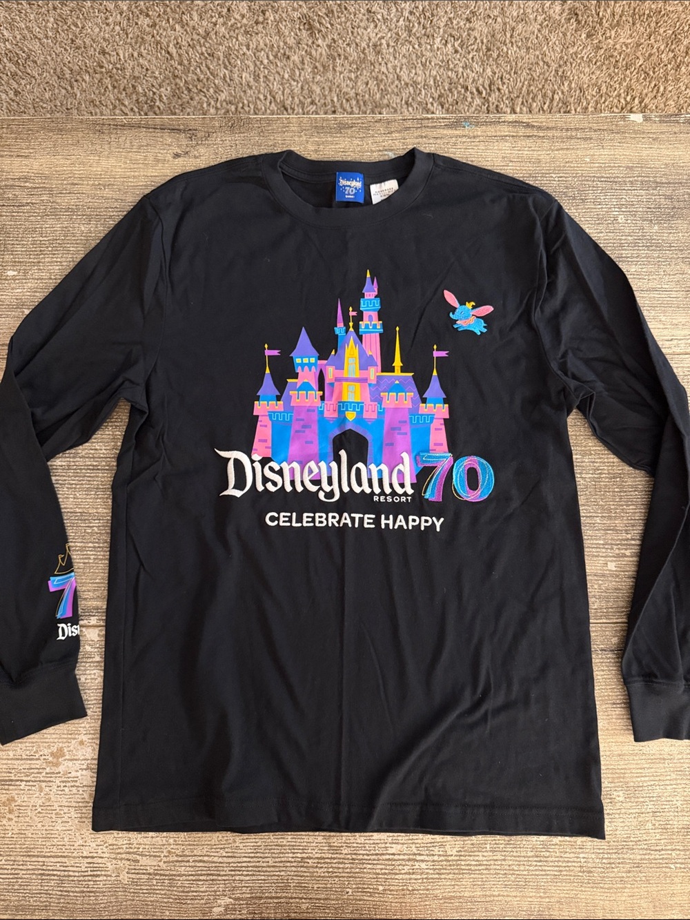 NWOT Disneyland 70th anniversary black long sleeve graphic t shirt